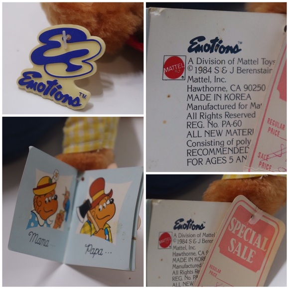 Berenstain Bears Vintage 1984 Plush Papa Bear with Original Tags - Picture 9 of 11